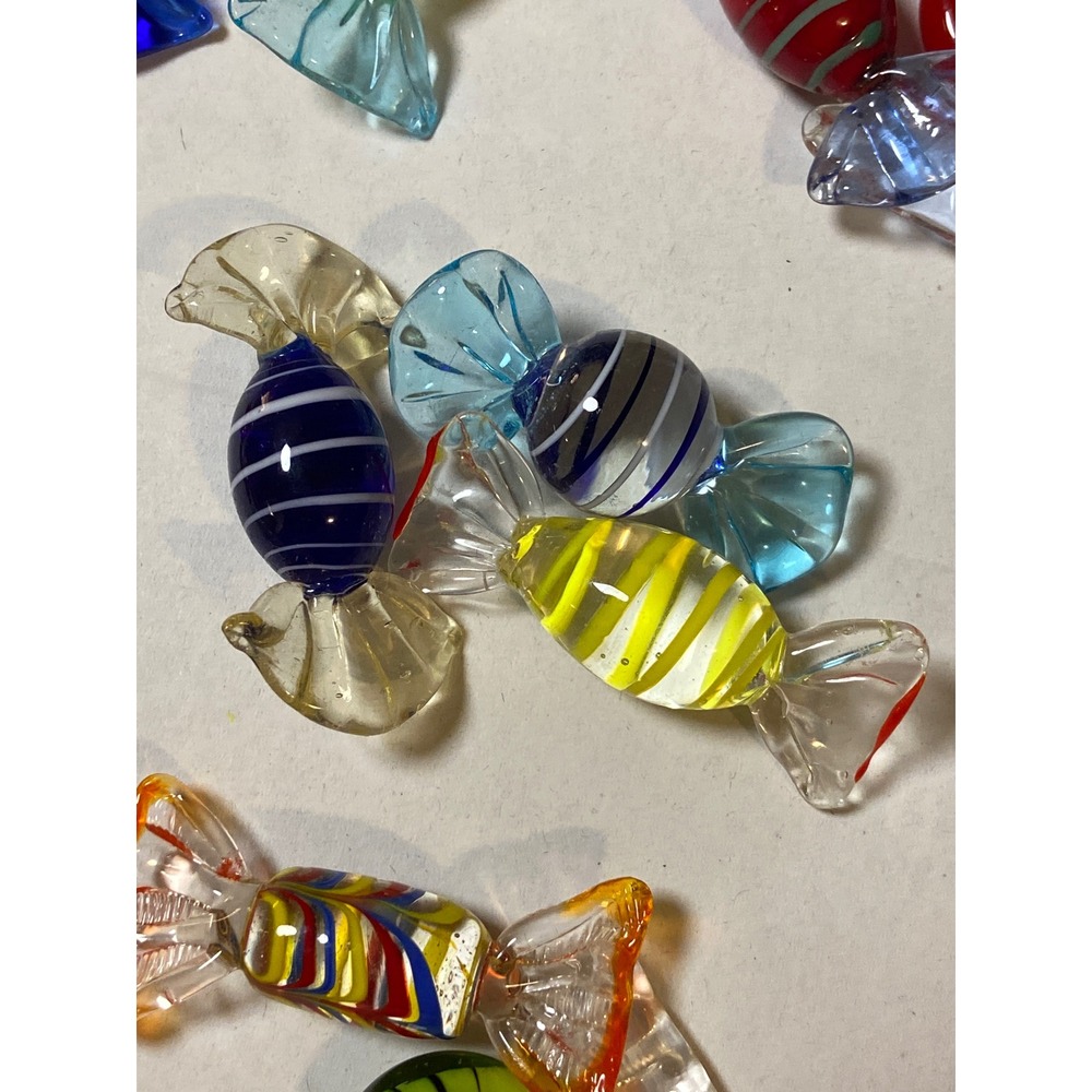 Vintage Murano Style Art Glass Candy Lot 20 Pieces Assorted Colors Swirl Stripes - Picture 7 of 7